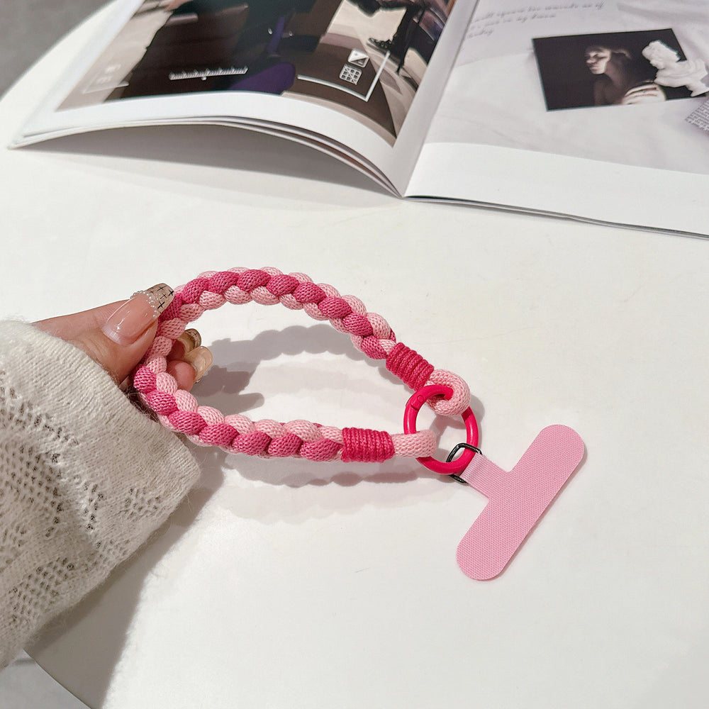Colorful braided rope mobile phone creative short lanyard wrist nylon accessories satchel twist hanging ornaments cartoon finger ring