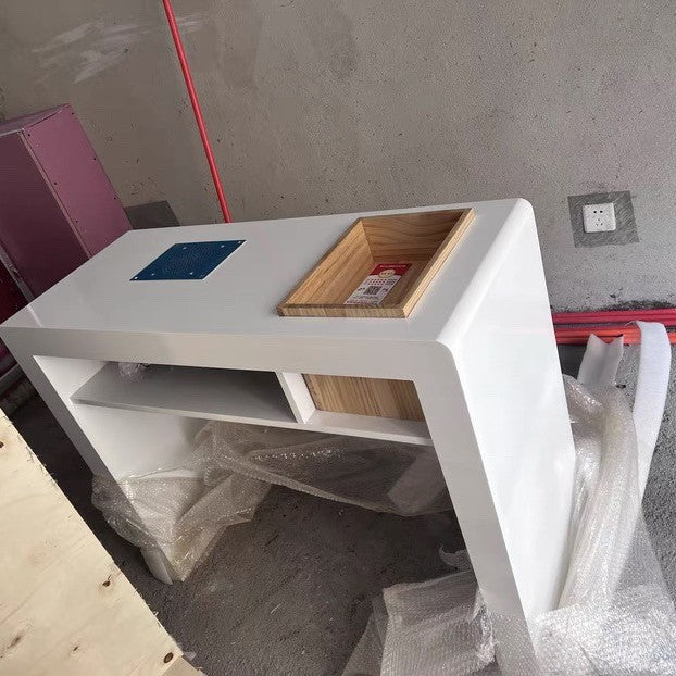 Japanese manicure table Double three-person manicure shop decoration with groove storage box Vacuum cleaner Nail table log