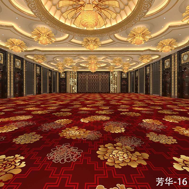 Custom carpets for hotel banquet halls, corridors, and aisles - fire-retardant, full-spread nylon printed carpets for restaurants and dining rooms