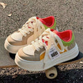 Kids chunky sole bread shoes girls' versatile flats unique white sneakers girls' spring new arrivals children's casual shoes