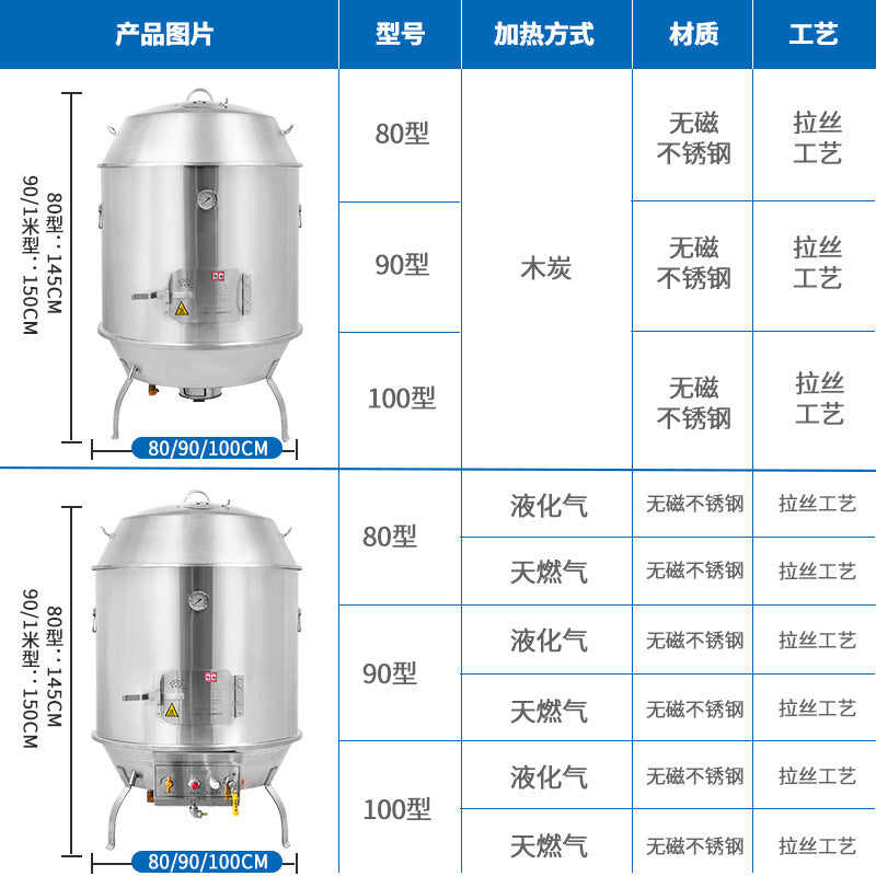 Aisiyiboman 201/304 stainless steel double-layer charcoal gas duck roasting oven engineering duck roasting oven suckling pig hanging oven