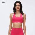 Contrast color yoga suit women's bubble wrap anti-sagging fitness bra high waist peach hip nine-point sports pants two-piece set
