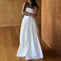 women's summer new arrivals: cross-border european & american fashion - sexy solid color camisole and maxi skirt set