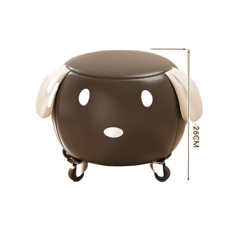 Sliding chair wheel small stool for home pulley low stool shoe changing stool door seat living room creative kids leather bench