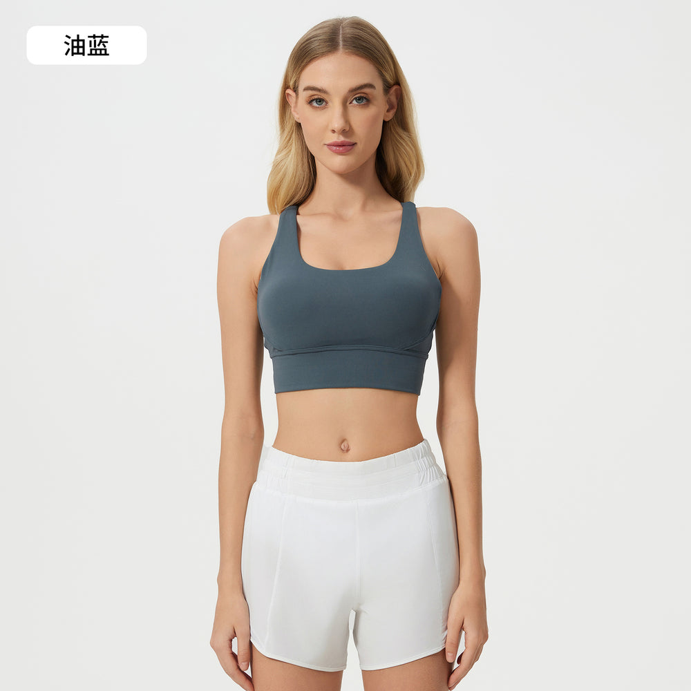 Naked feel shaping criss-cross back yoga bra - high impact shockproof running fitness sports bra for women d25050