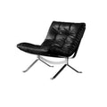 Ohm casual chair - nordic wabi-sabi style designer import: leather, goose down filling, metal frame, comfortable single sofa chair