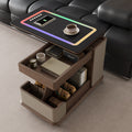Solid wood smart movable side table trolley tea table for home living room small apartment sofa side cabinet adjustable coffee table slate