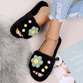 2024 fall/winter new arrivals: minimalist floral plush slippers for women - trendy, flat, and perfect for wearing out. wholesale available
