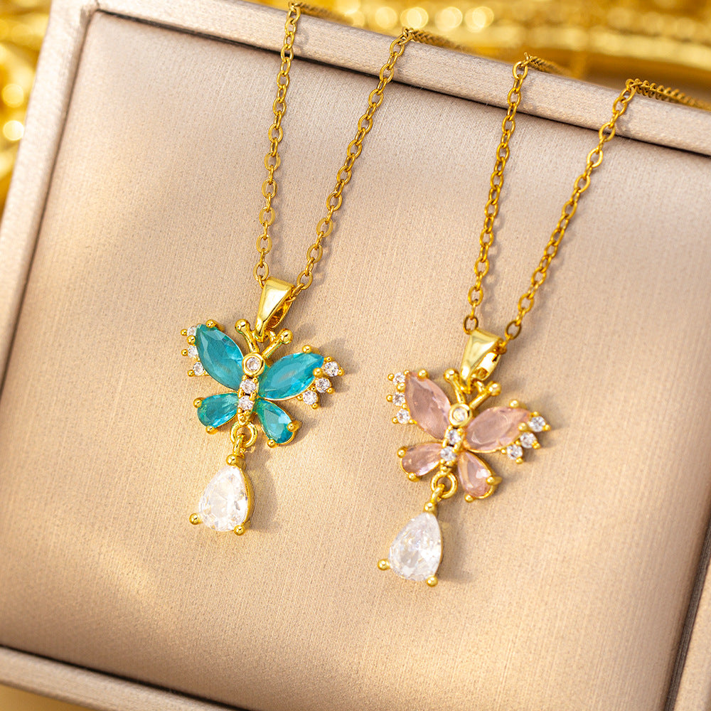 [copper inlaid with zirconium] cross-border new non-fading tassel flower necklace for women, fashionable and versatile, accessible luxury sweater chain jewelry