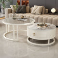 Rock slab coffee table living room for homecasual modern small apartment new arrivalaccessible luxury double-layer telescopic round side table tea table