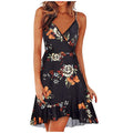 summer new european and american style sexy fashion v-neck cami dress sleeveless backless printed dress