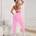 Color block yoga bra set - women's high-waisted tummy control quick-dry stretch activewear set - sexy yoga outfit