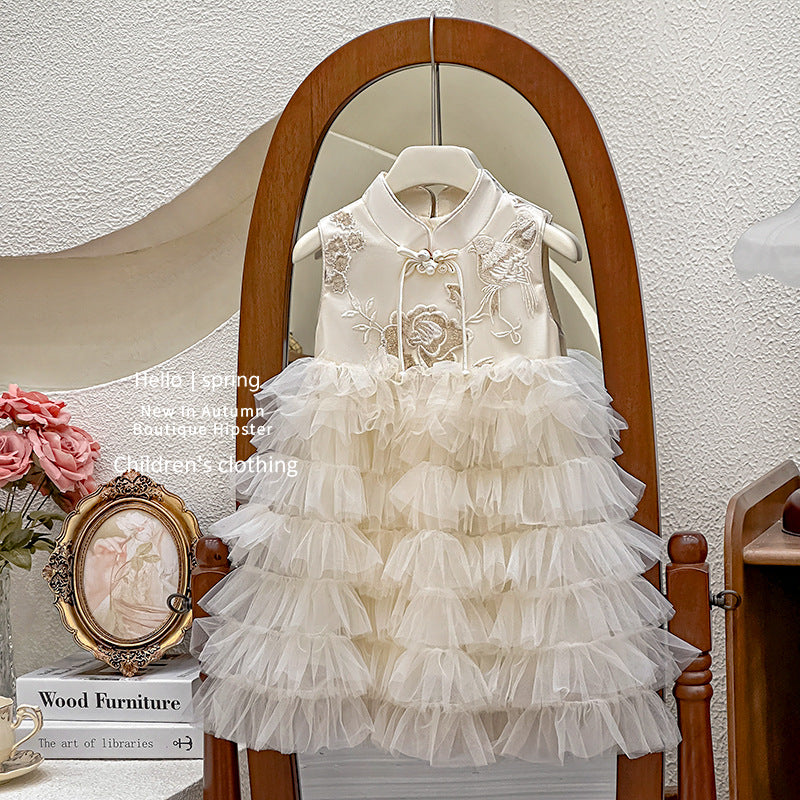 Girls' dress  new sweet chinese style formal dress sleeveless princess dress