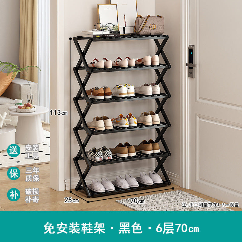 Shoe rack simple door for home multi-layer storage space-saving corner small dust-proof narrow shoe cabinet free of installation