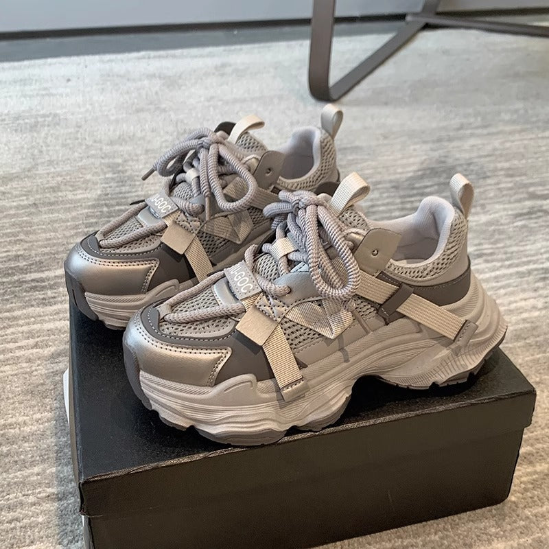 Mesh dad shoes women's thick soleplatform shoes 2025 spring new arrivaleasiest for matchbest sellingpetitesheight increasingcasual women's shoes