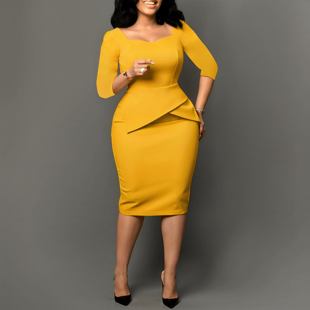 D591  foreign trade women's clothing  new fashion solid color bodycon pencil skirt ol style european and american dress