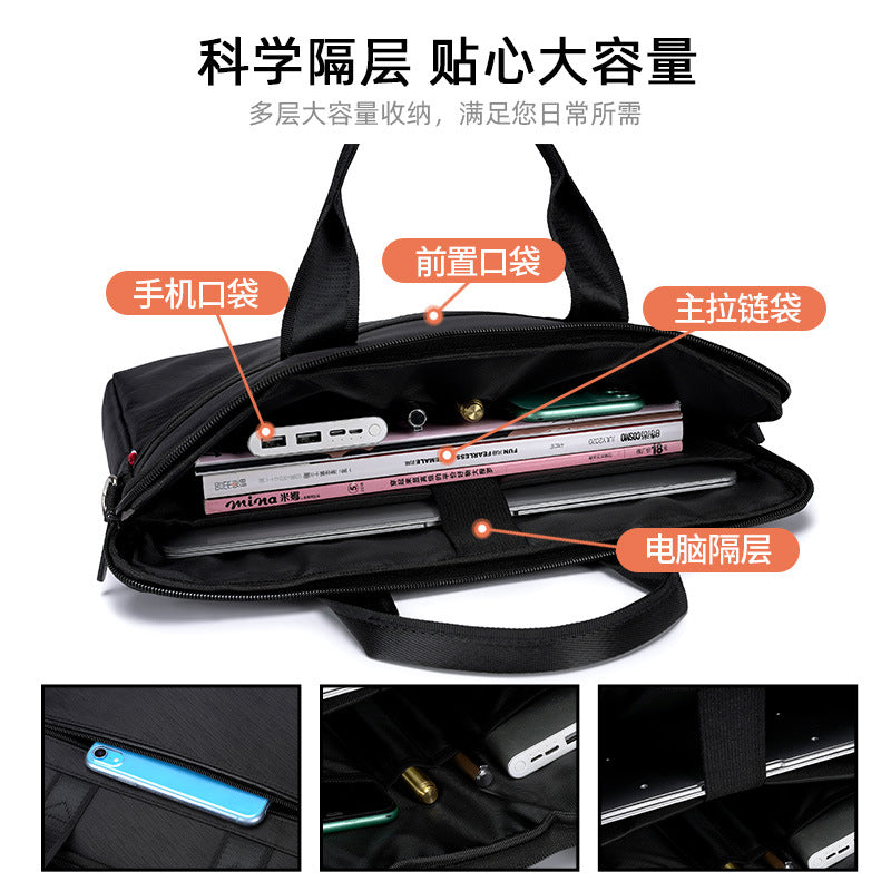 Conference briefcase document bag business handbag printed oxford cloth crossbody shoulder office document bag