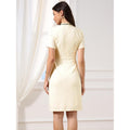 Amazon fashion elegant short sleeve round neck dress  summer new pearl slim fit elegance skirt
