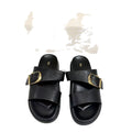 Za summer cross-border metal square buckle slippers - casual, versatile, round toe, thick sole women's slippers