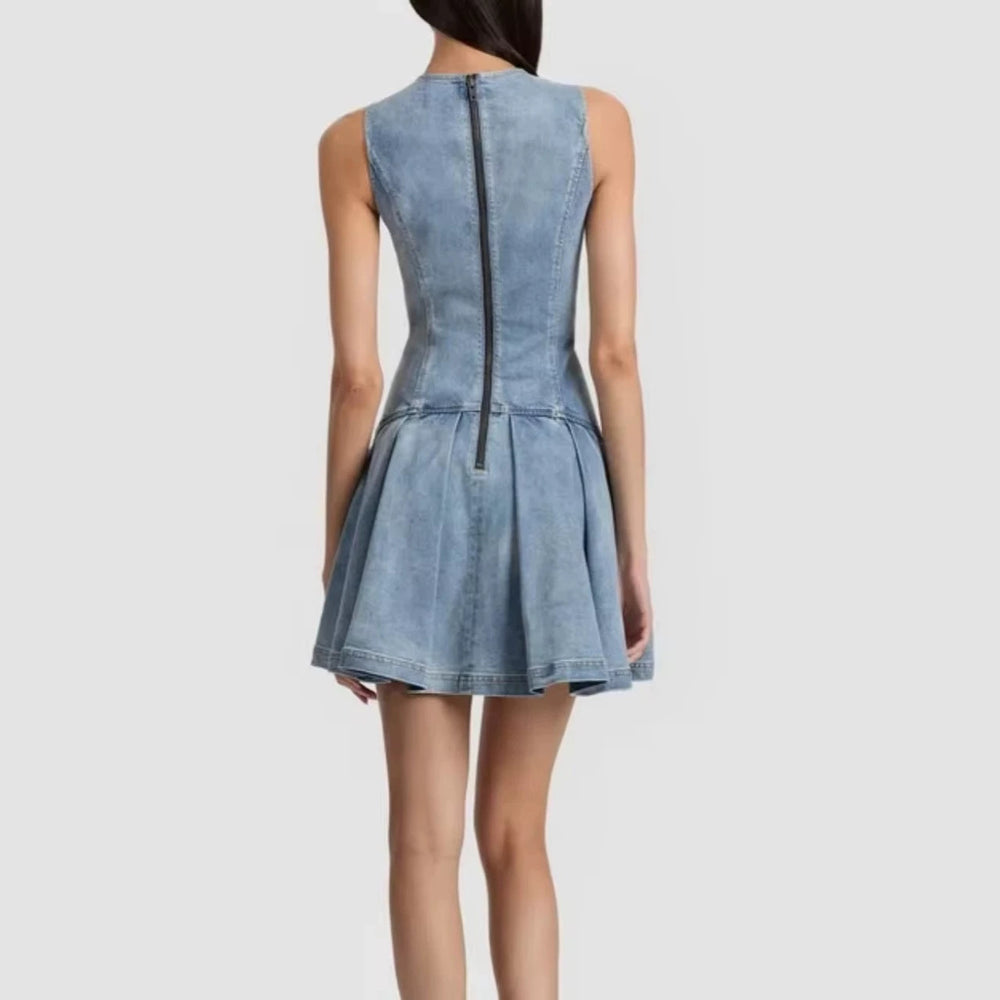 Amazon independent station cross-border  summer new arrival classy denim sleeveless dress women's casual home