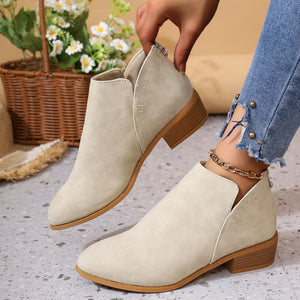 Export supply plus size short boots  spring and autumn new arrival women's european and american thick heel back zipper nude boots boots fashion boots