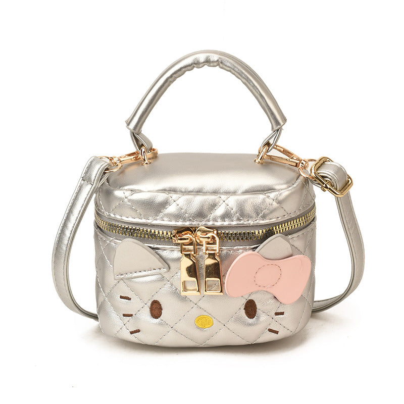 Diamond tweed style box bag japanese style cartoon kt cat kids mini cute hand bag satchel shoulder crossbody bag