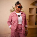 European and american cross-border women's fashion  spring new style chic striped long-sleeve shirt top and wide-leg pants casual set
