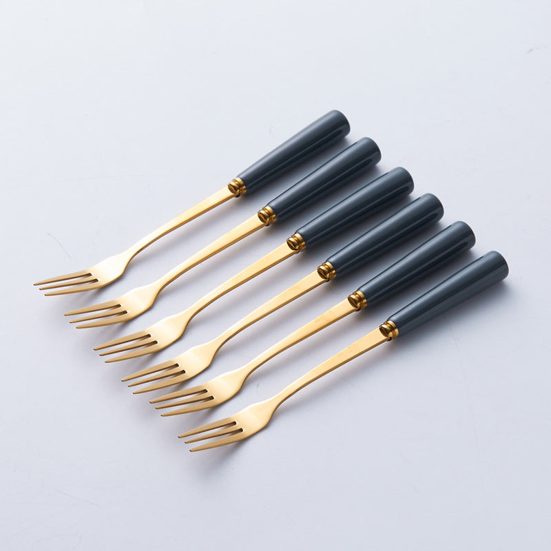 Nordic fruit fork spoon mooncake knife and fork creative household stainless steel fruit pick coffee spoon ceramic storage jar suit