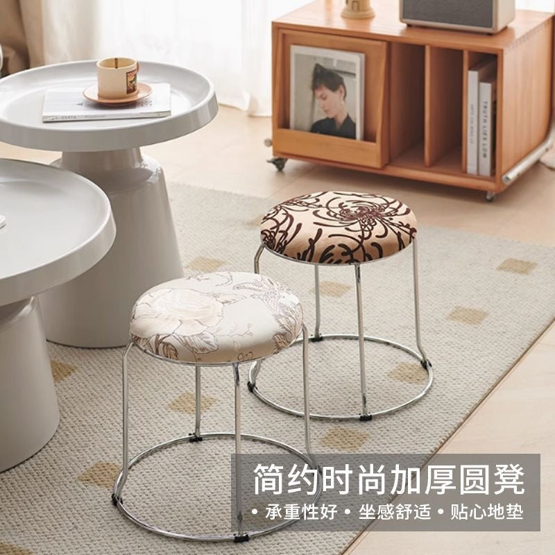 Soft stool, durable shoe changing stool, casual stool, for home bench, solid wood surface low stool, round stool, thickened steel stool