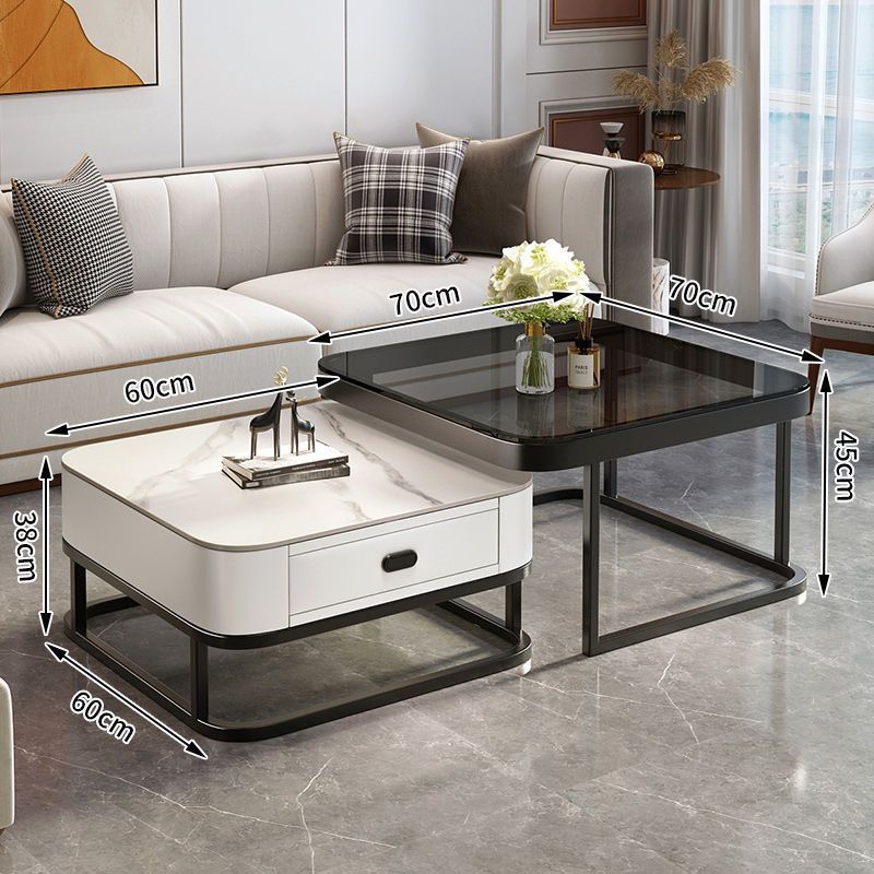 Modern minimalist sintered stone coffee table - luxury, trendy, space-saving design for small living rooms - available in various sizes for creative home combinations