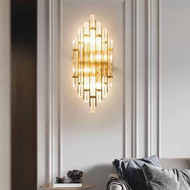 Luxury crystal wall sconce led - minimalist style for living room tv background, bedroom bedside, hallway, aisle, and stairway