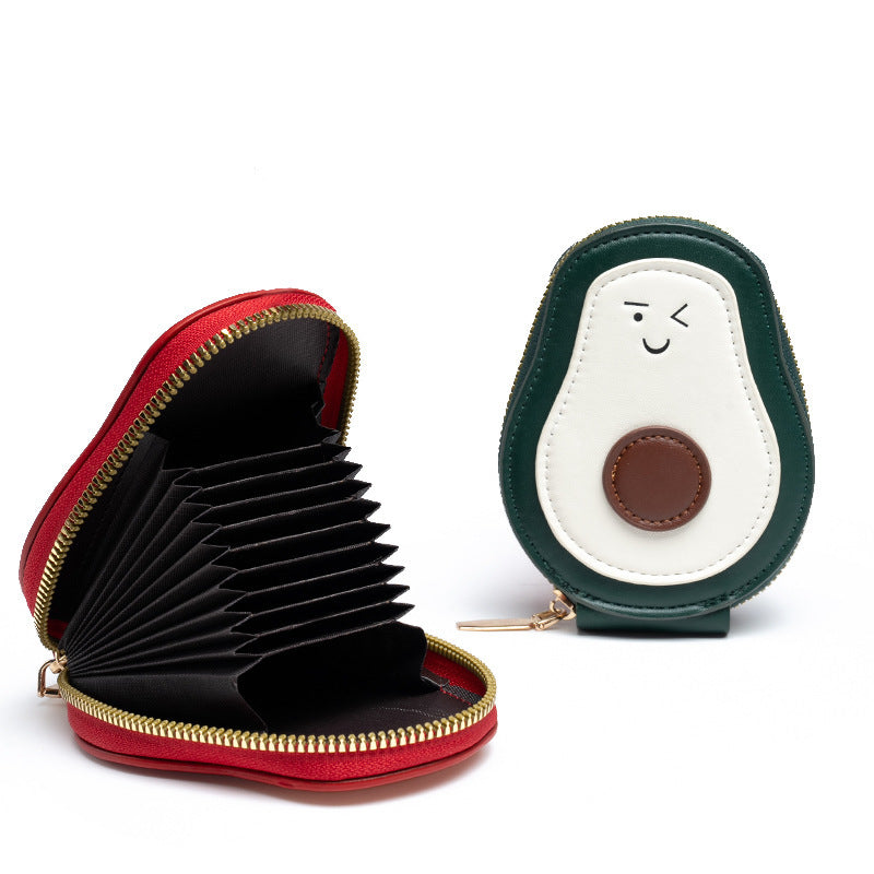 Organ card bag, certificate, new PU avocado mini cute change bag, multi-card storage, large-capacity bank card