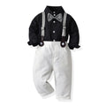 Boys' formal wear, children's performance outfit, student piano recital costume, floral dress for kids, big kids' white shirt and black pants set