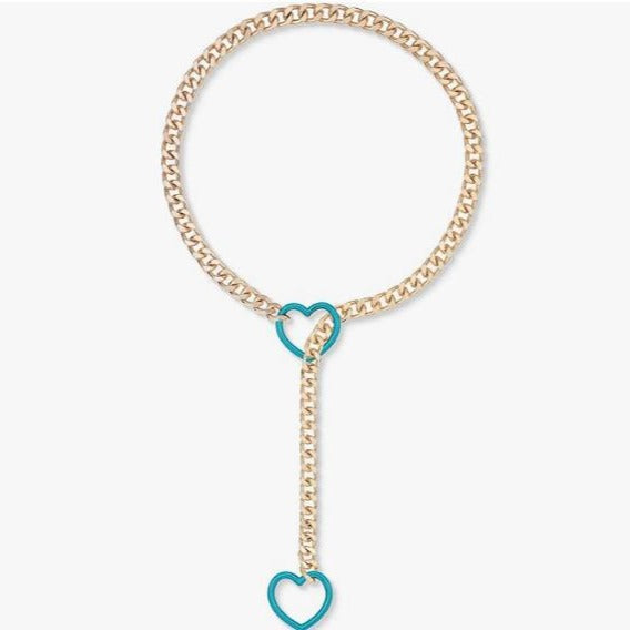 2024 new cross-border multi-color heart & o-ring adjustable punk cuban long necklace - couple's style