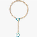 2024 new cross-border multi-color heart & o-ring adjustable punk cuban long necklace - couple's style