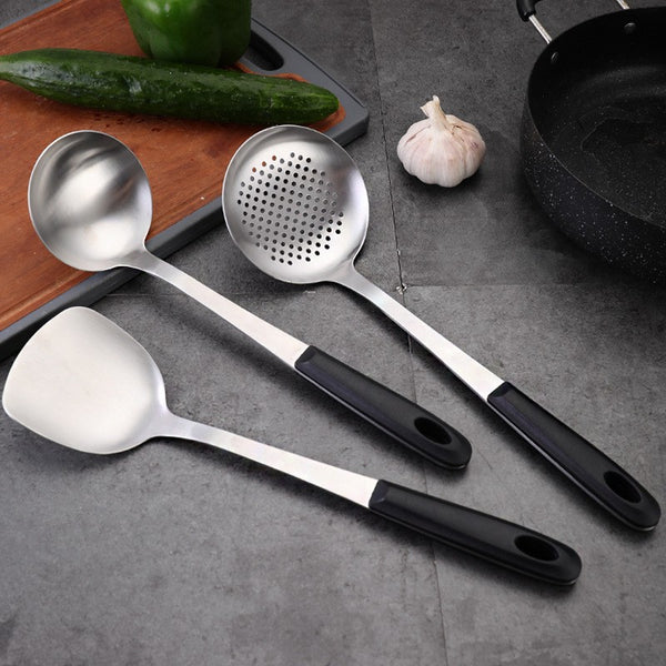 Custom Island Qi Stainless Steel Spatula Kitchen Tools Home Cooking Kitchenware Set Anti-scalding Insulation Handle Fried Spoon