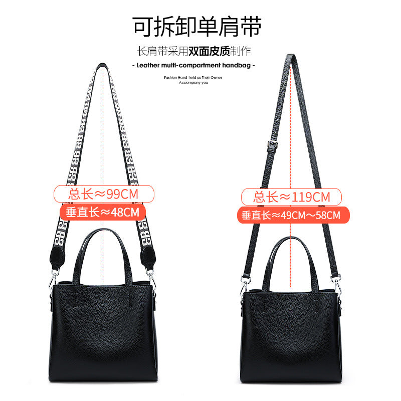 Soft leather women's handbag women's 2025 new versatile first-layer cowhide women's bag casual large-capacity shoulder bag