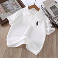 Boys' summer new arrival: polo shirt with turn-down collar, solid color casual top, trendy yh style