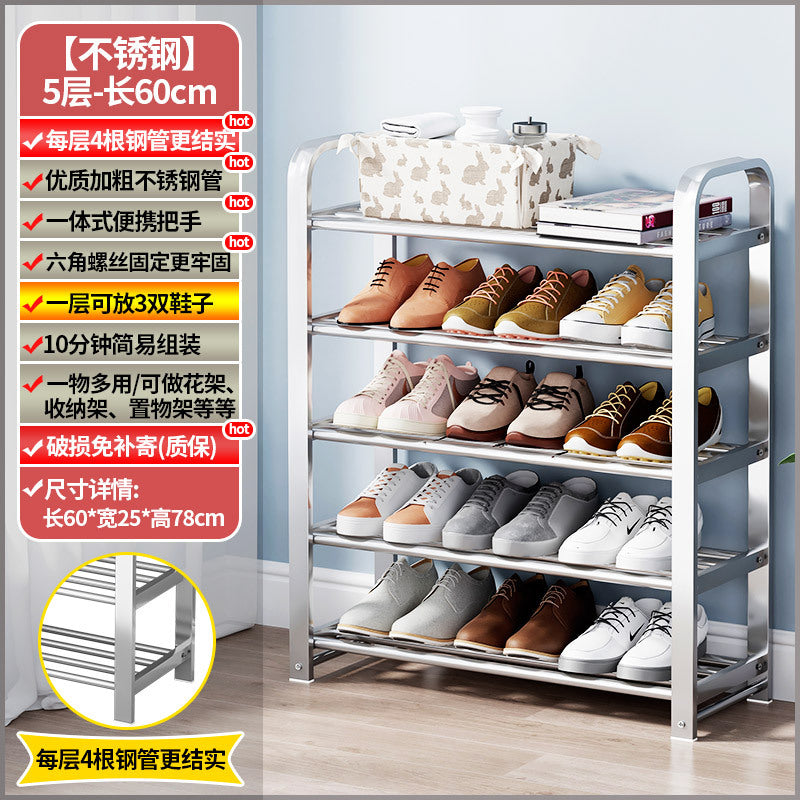 【factory direct】multi-tier stainless steel entryway shoe rack - perfect for dorms, apartments, and rental properties