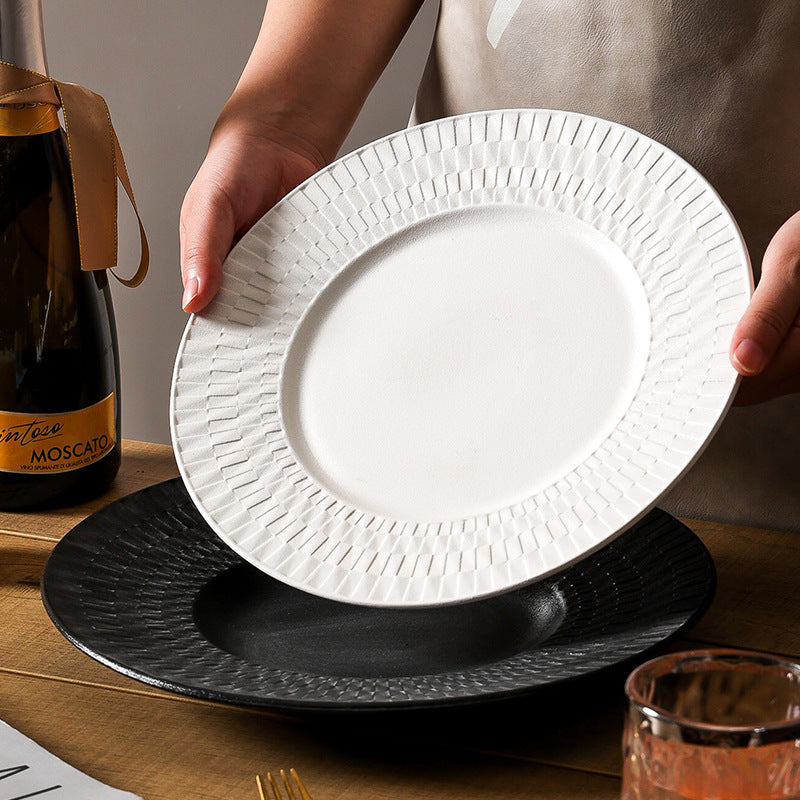 Nordic rock texture ceramic steak plate - premium ceramic tableware for restaurants and hotels