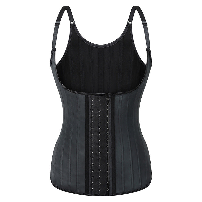European and american style sports tummy control latex tank top yoga shaping corrective band slimming bodysuit spaghetti strap seamless shapewear