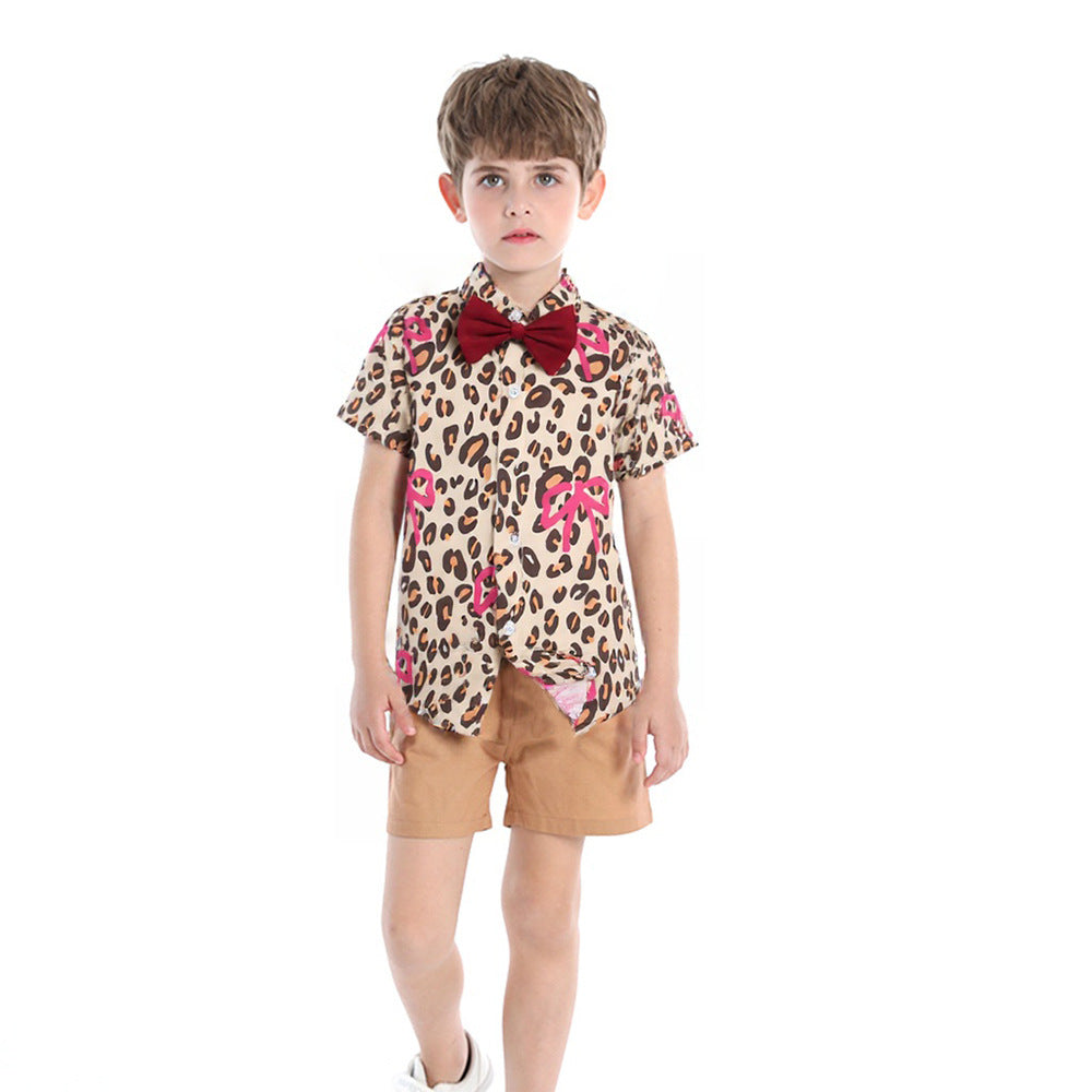 children's clothing boys' shirts spring and summer beach style floral shirt short-sleeved suit vacation summer floral shirt boys