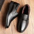 2025 winter men's black leather casual shoes - versatile soft-soled, soft-faced cotton-padded shoes for men - durable and stain-resistant for middle-aged men