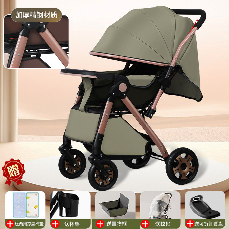 Two-way high-view baby stroller, sit or lie down, foldable, lightweight stroller, 0-3 years old, male and female baby stroller