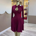 European and american cross-border women's fashion:  summer new arrivals - sexy, elegant, hollow-out, slim-fit, asymmetrical solid color mini dress