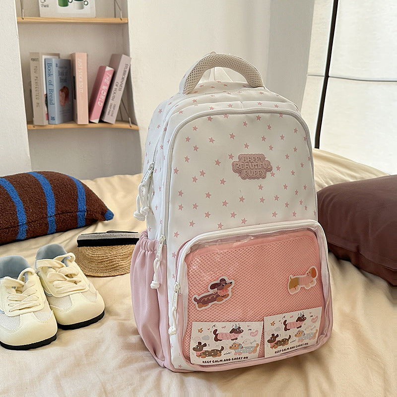 Versatile japanese-style star & polka dot kids' backpack - new korean design, large capacity, cute outdoor tote bag/backpack for boys & girls