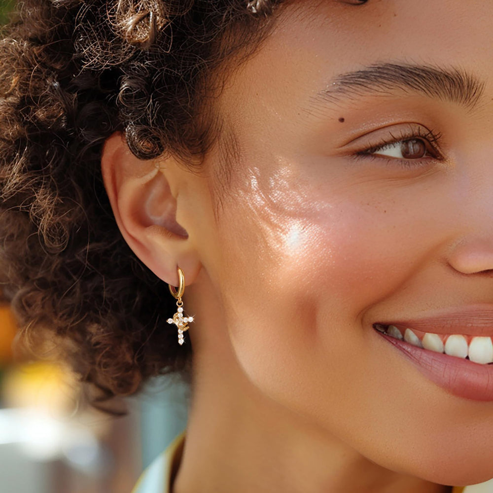 Amazon cross-border new product crown cross pendant earrings niche style design fashiontrendyeleganteasiest for match earrings