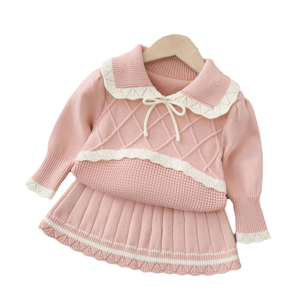 Dropshipping  autumn new girls' sweater two-piece set - sweet & chic chanel-inspired outfit