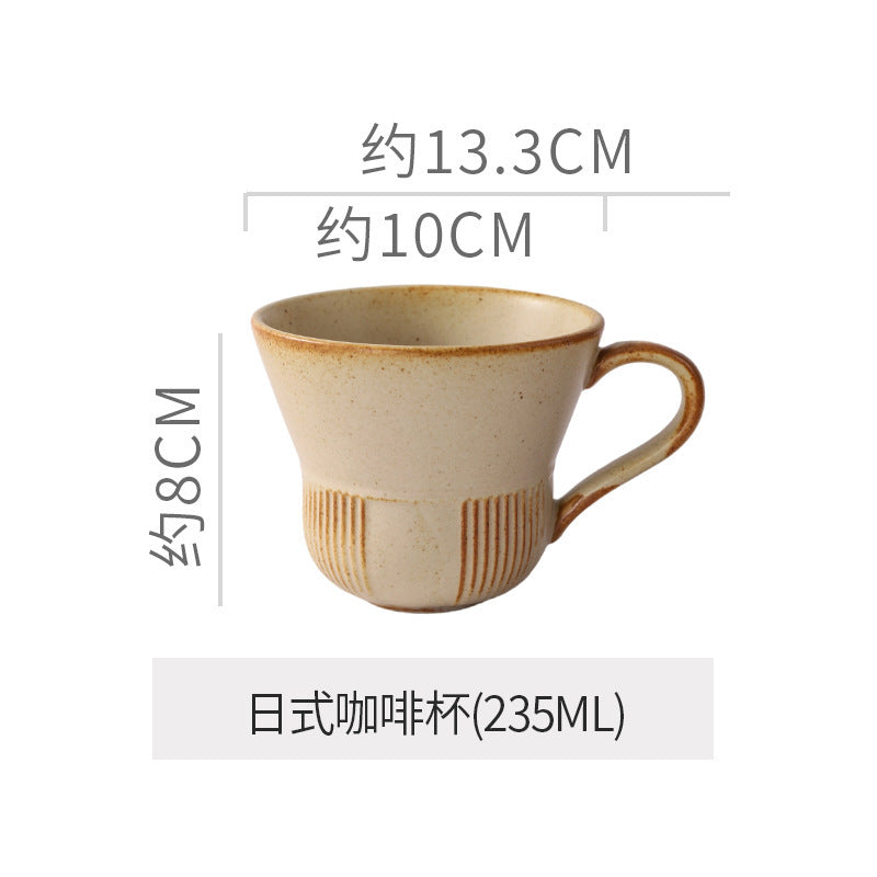 Creative trumpet shape clay coffee cup latte latte cup japanese style chinese ancient style plate plate for home mug