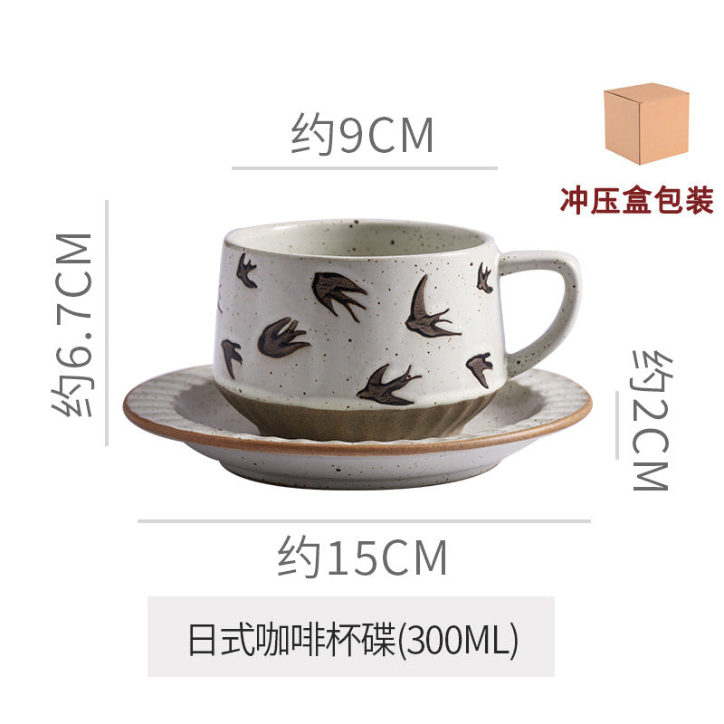 Classyretro coffee cup and saucer suit creative stoneware latte art cup for home high-end exquisite mug and saucer
